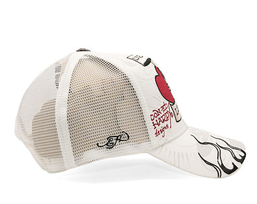 Cap Ed Hardy - Unisex Live Fast Love Hard 5 Panel Trucker Cap - White