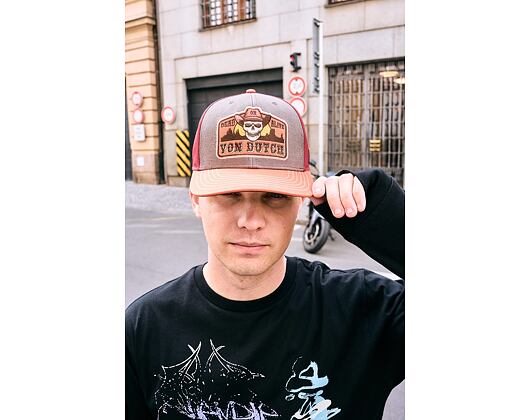 Cap Von Dutch - Dead Or Alive Skull Patch Premium Semi Curve - Red / Grey / Orange