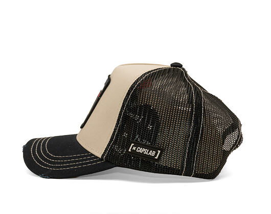 Cap Capslab - Lucky Luke Trucker - Gun Twirl Distressed Patch - Cream / Black