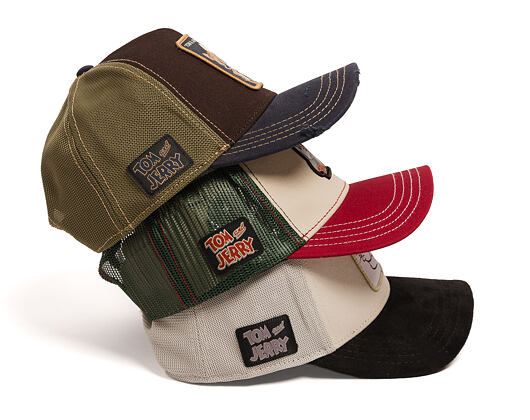 Cap Capslab - Tom & Jerry Trucker - Tom Line Art Suede Visor - Off White / Black