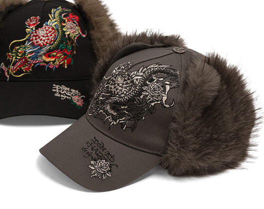 Cap Ed Hardy - Crawling Dragon Trapper - Grey