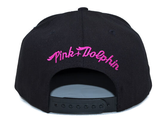 Pink Dolphin Wave Black Snapback Cap