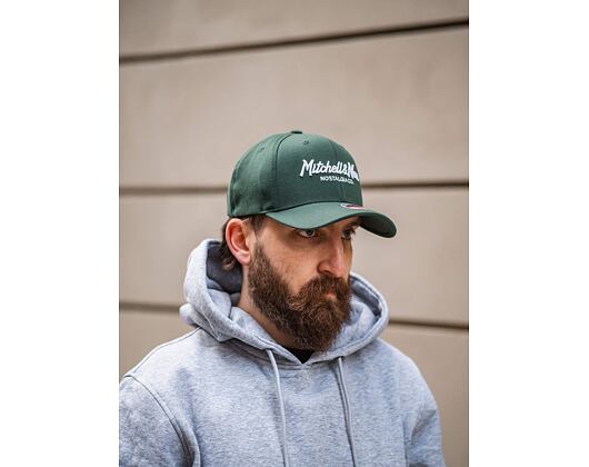 Mitchell & Ness Pinscript Redline Snapback Branded Dark Green Cap