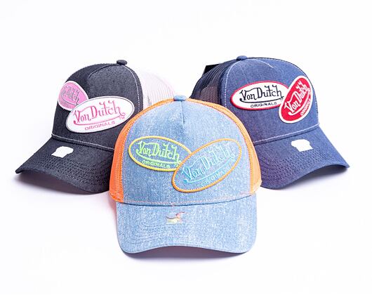 Von Dutch Russel Trucker Denim Blue/Orange Cap