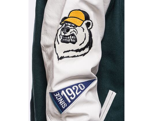 Bunda New Era Lifestyle Varsity Jacket Dark Green / Off White