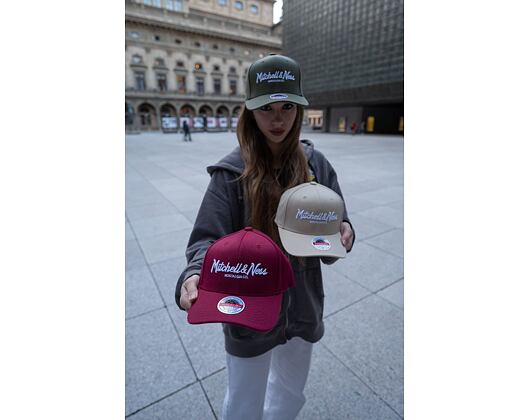 Kšiltovka Mitchell & Ness - Branded Pinscript Classic Red - Burgundy/White