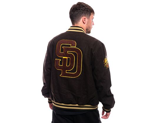 Bunda New Era MLB Patch Varsity Jacket San Diego Padres Cooperstown Brown / White