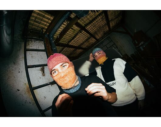 Custom made pletená Balaclava kukla - Funky Rainbow 2