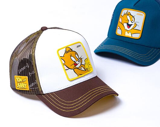 Kšiltovka Capslab Tom and Jerry Trucker - Cheesy Jerry - White / Yellow / Brown