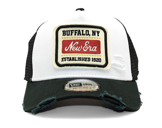 Kšiltovka New Era - Buffalo Patch Distress 9FORTY Trucker - White / Black