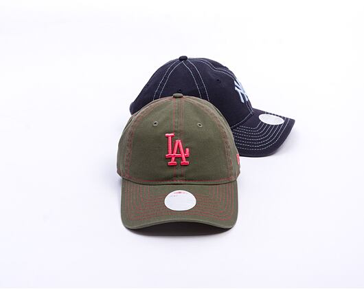 Dámská Kšiltovka New Era - MLB Contrast Stitch 9TWENTY - LA Dodgers - New Olive / Coral
