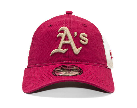 Kšiltovka New Era - MLB Washed Mesh 9TWENTY - Oakland Athletics - Cherry / Stone