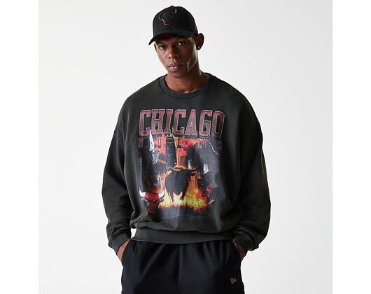 Mikina New Era - NBA Washed Graphic Crewneck - Chicago Bulls - Black