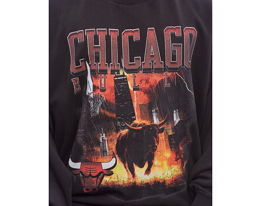 Mikina New Era - NBA Washed Graphic Crewneck - Chicago Bulls - Black