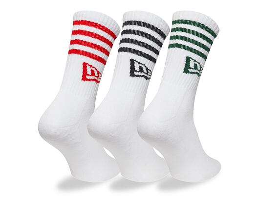 Socks New Era - Stripe Crew Socks 3pk - White