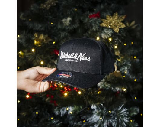 Mitchell & Ness Pinscript Redline Snapback Branded Black / White Cap