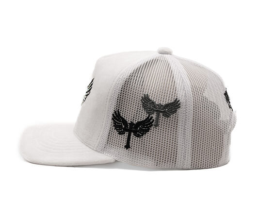 Kšiltovka Reflection Luxury Velvet Rhinostones White