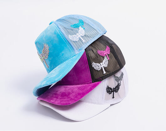 Kšiltovka Reflection Luxury Velvet Rhinostones White