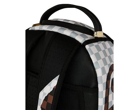 Sprayground Cream And Brown Tear Check Backpack