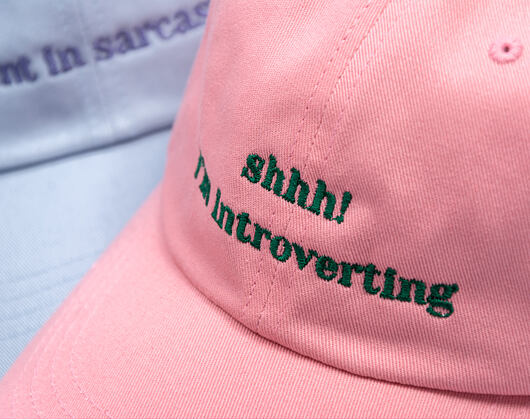 8by8 Dadcap - "shhh! I'm introverting" - Baby Pink/Green