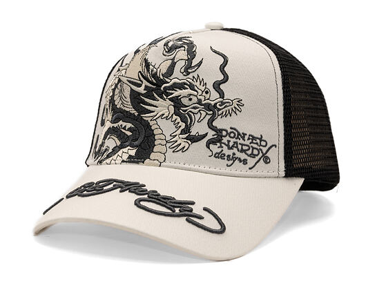 Cap Ed Hardy - Mono Giant Dragon Twill Front Mesh Trucker - White/Black