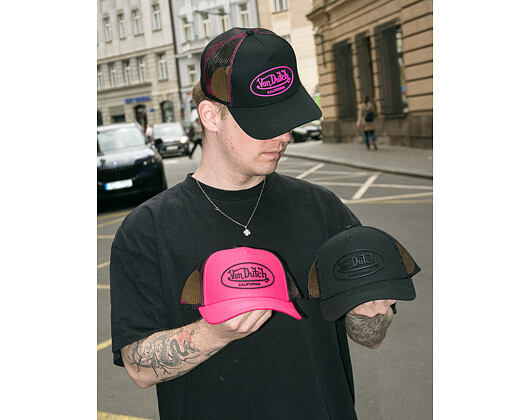 Kšiltovka Von Dutch - Trucker - Rubber Logo Pink/Black