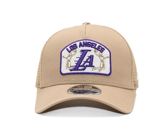 Cap New Era - NBA Felt Patch 9FORTY M-CROWN A-Frame Trucker - LA Lakers - Camel