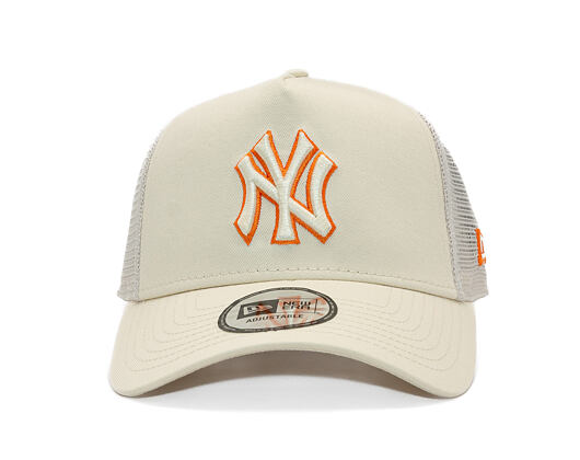 Cap New Era - MLB Outline 9FORTY A-Frame Trucker - NY Yankees - Cream / Orange