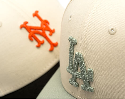 Cap New Era - MLB Side Script 9FORTY M-CROWN - LA Dodgers - Cream / Pastel Green