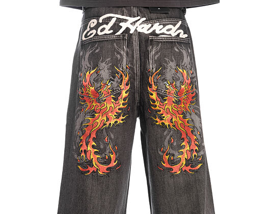 Pants Ed Hardy - Embroidered Angel Xxtra Fit Jeans - Distressed Black Wash