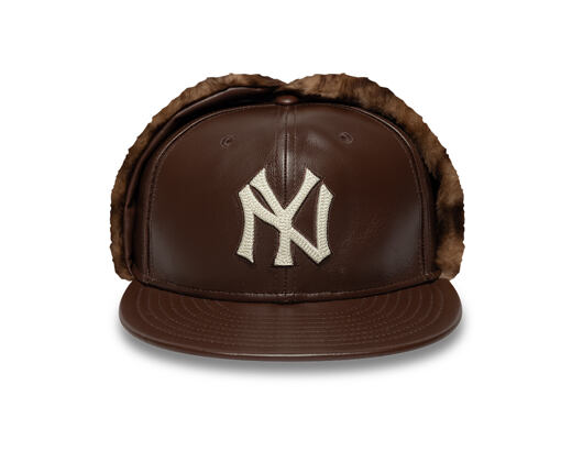 Cap New Era - MLB IMAGE DROP Leather Dog-Ear 59FIFTY - NY Yankees - Deep Auburn