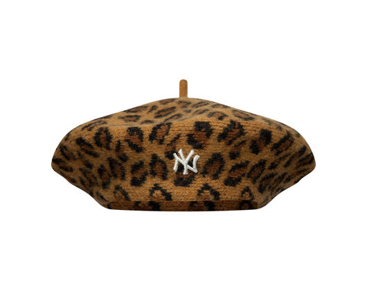 Womens Beret New Era - MLB Leopard Beret - NY Yankees - Stone / Black