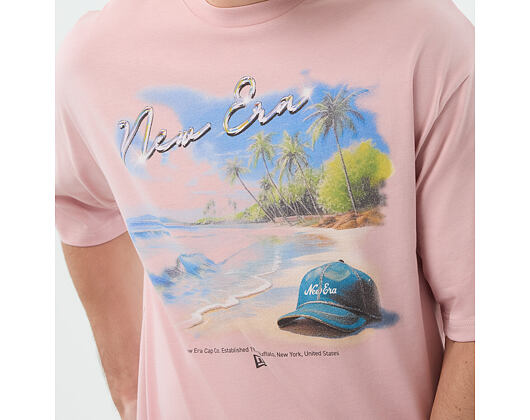 Tee New Era - Branded Beach Graphic Oversized Tee - Pink Rouge