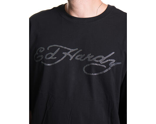 Tee Ed Hardy - Mens Skull Flame Diamante Relaxed Tshirt - Black