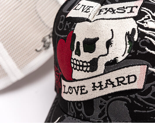 Cap Ed Hardy - Unisex Live Fast Love Hard 5 Panel Trucker Cap - Black