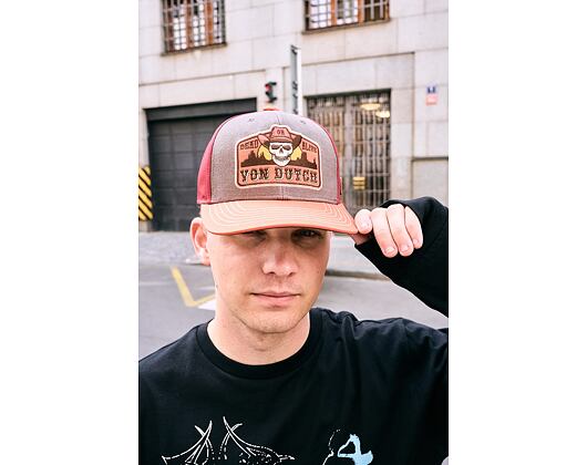 Cap Von Dutch - Dead Or Alive Skull Patch Premium Semi Curve - Red / Grey / Orange