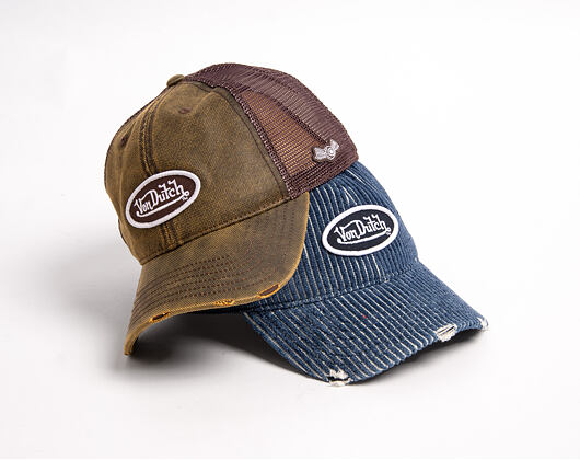 Cap Von Dutch - Striped Corduroy Oval Patch Baseball - Navy