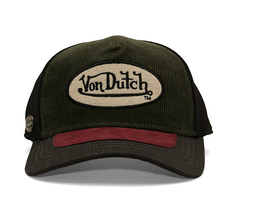 Cap Von Dutch - Corduroy Oval Patch Baseball - Olive / Burgundy