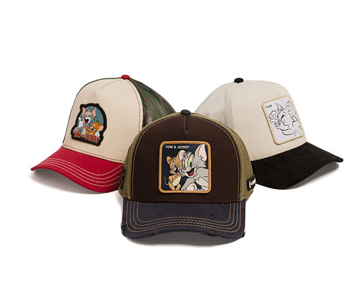 Cap Capslab - Tom & Jerry Trucker - Best Buddies Distressed Patch - Brown / Olive