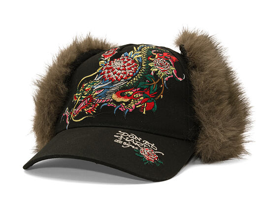 Cap Ed Hardy - Crawling Dragon Trapper - Black