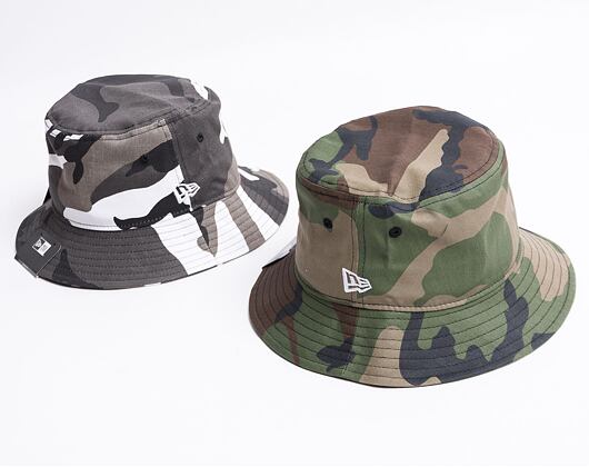 New Era Patterned Tapered Woodland Camo Bucket Hat