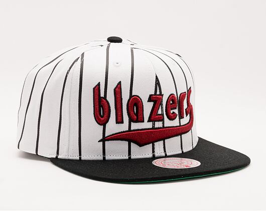 Mitchell & Ness NBA Retro Pinstripe Snapback Hwc Portland Trail Blazers White Cap