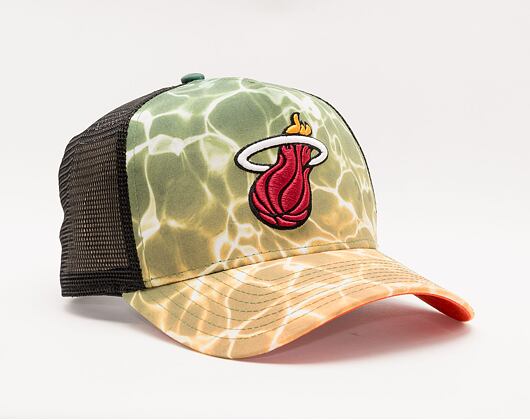 New Era 9FORTY A-Frame Trucker NBA Summer City Miami Heat Snapback Pool Camo Cap