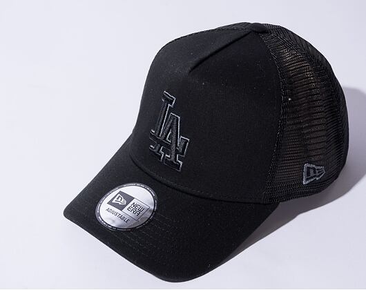 New Era 9FORTY Trucker MLB Black on Black Team Logo Los Angeles Dodgers Snapback Cap
