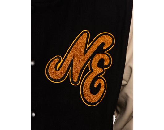 Bunda New Era Script Logo Varsity Jacket Black / Off White