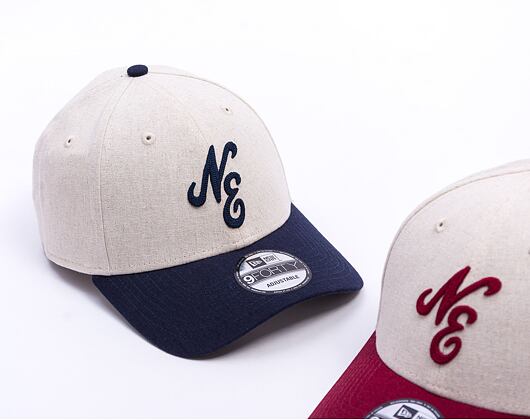 Kšiltovka New Era - Branded Linen 9FORTY - Stone / Navy