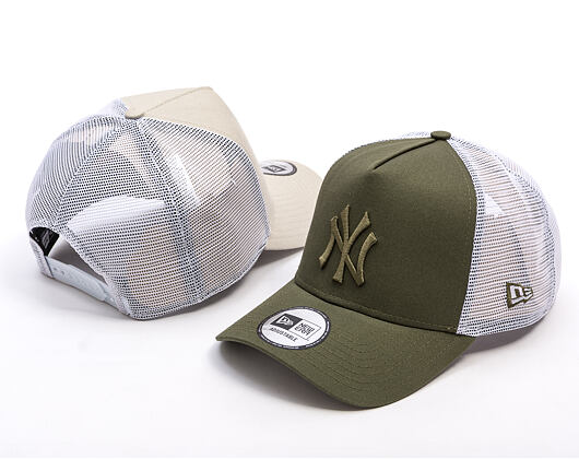 Kšiltovka New Era - MLB League Essential 9FORTY Trucker - NY Yankees - New Olive