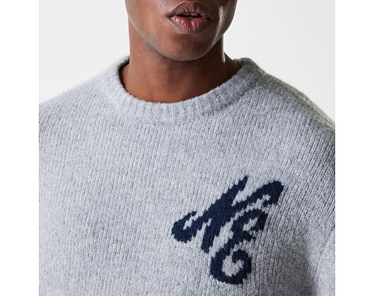 Svetr New Era - Branded Script Knit Sweater - Heather Grey