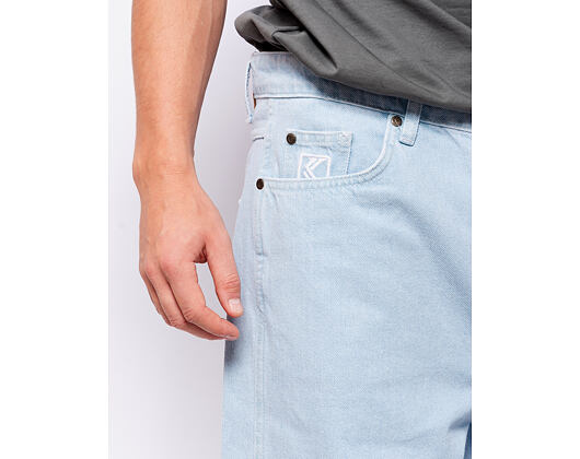Džíny Karl Kani Small Signature Baggy Five Pocket Denim bleached blue