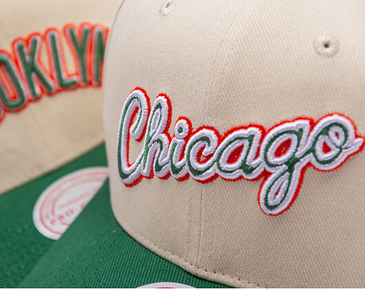 Kšiltovka Mitchell & Ness - Green Orange Pro Crown - Chicago Bulls - Sand/Green